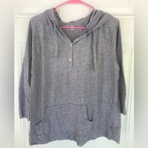 3/4 Sleeve Oversized Comfy Hooded Shirt -